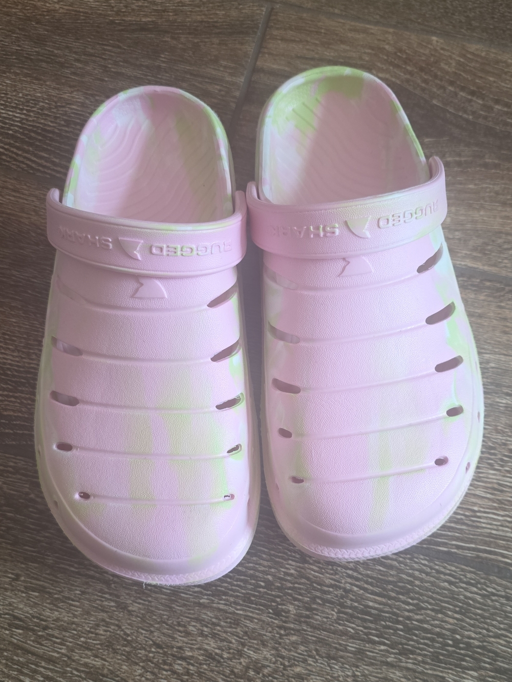 Pink Clog Sandals with Lime Tie-Dye Accent